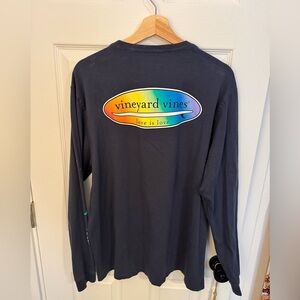 Vineyard Vines Men's Navy long-sleeve pocket Tshirt, Pride edition